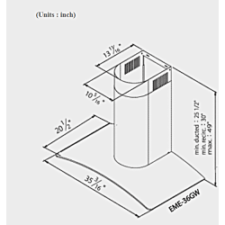 Ekolos EME36GW — 36" Wall‑Mount Canopy Range Hood